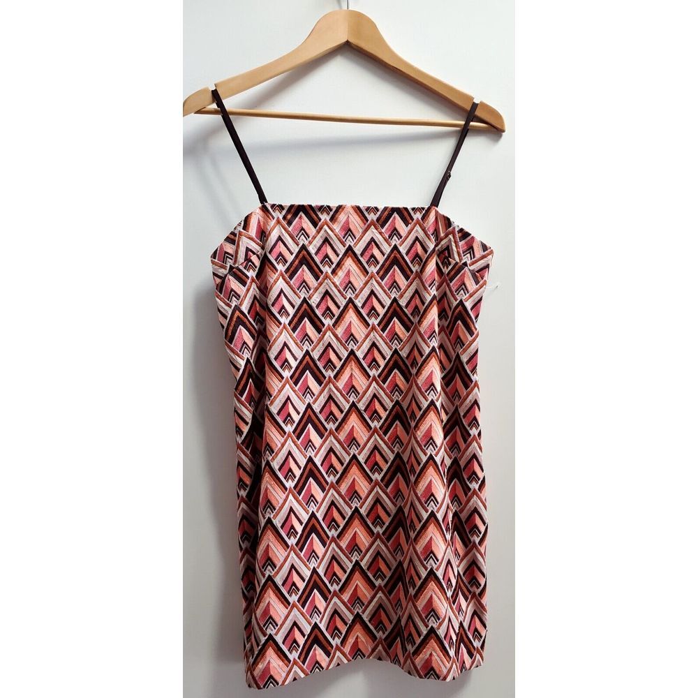 House of Harlow 1960 Dress S Embroidery Flame Tapestry Coral/Brown/Peach/Violet